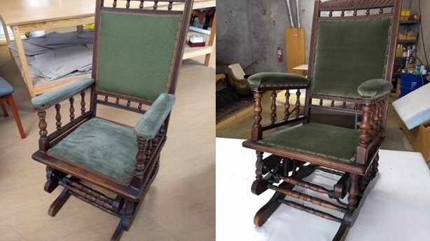 Mechanical rocker/glider chair - reupholster - Parker Interiors