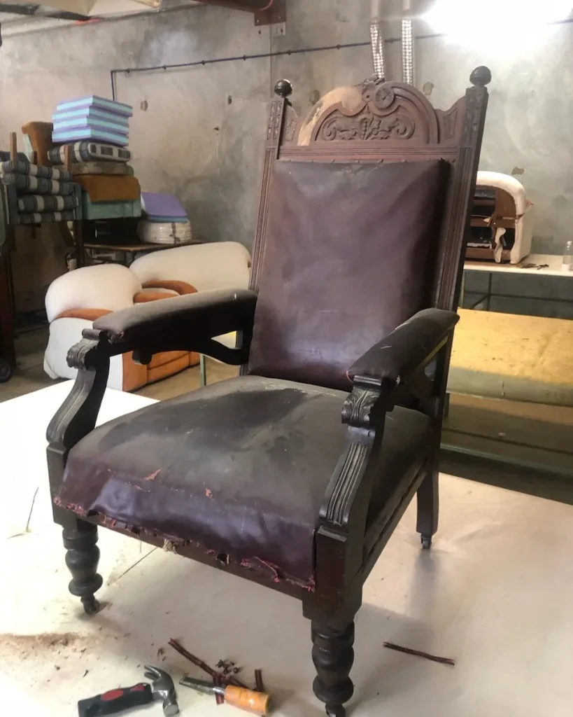 Antique Chair Before Reupholster Perth