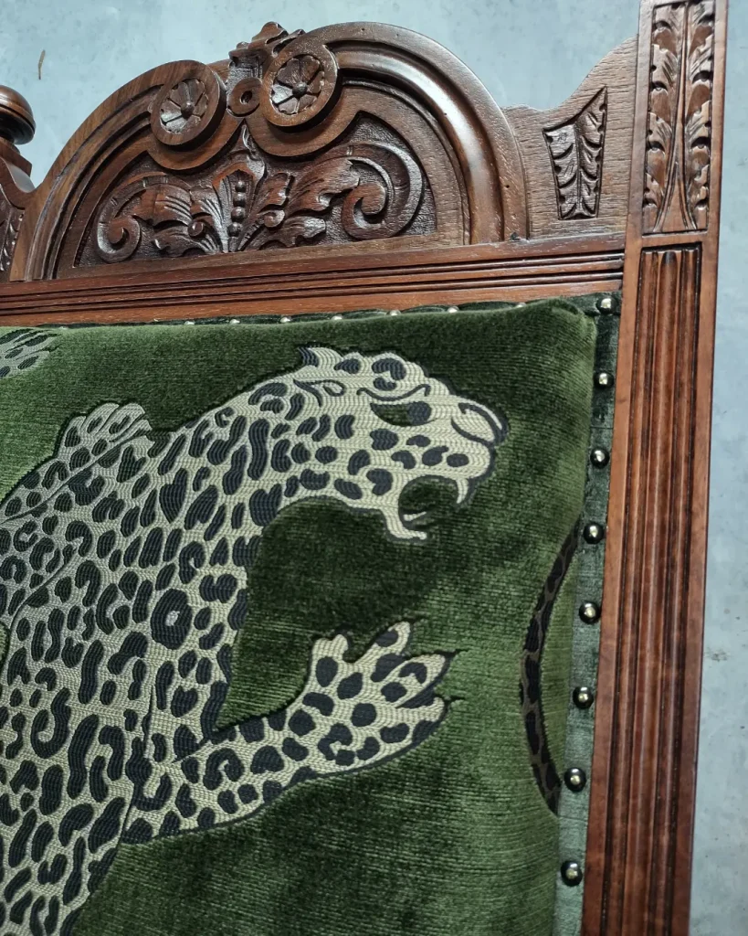 Antique Chair Recover in Panthera Fabric Perth