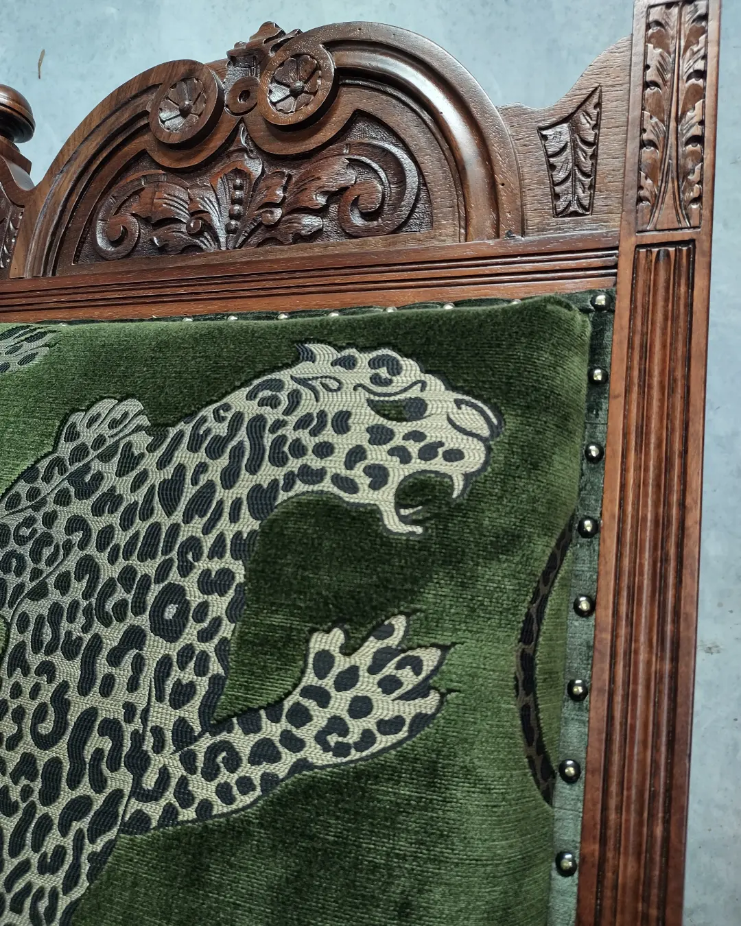 Antique Chair Recover in Panthera Fabric Perth