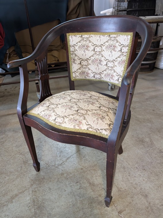 Antique Bridge Chair Before Reupholster Perth